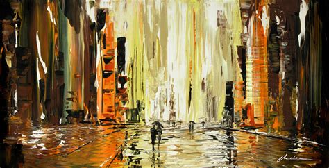 Wet Square - abstract cityscape - Abstract Paintings, Amazing Original Abstract Cityscapes by Milen
