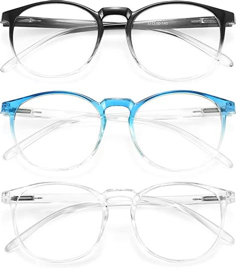 iboann 3 pack blue light blocking glasses women men round fashion retro frame