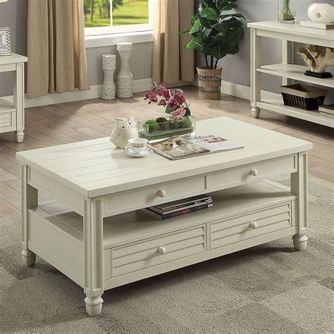 Suzette Lift Top Coffee Table Antique White By Furniture Of America