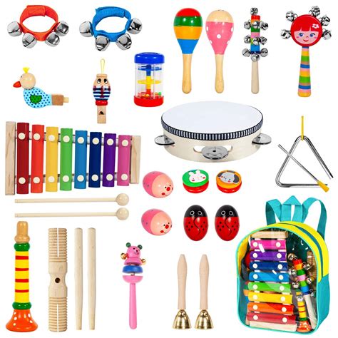Create sound, with or without pitch, when struck. Toddler Musical Instruments with Xylophone,Ailuki 24pcs 17 ...