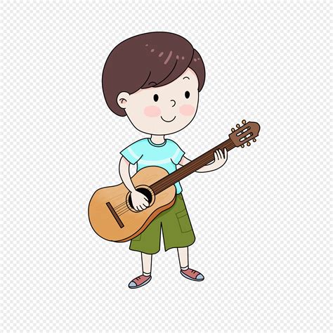 Kartun Anak Laki Laki Bermain Gitar Png Grafik Gambar Unduh Gratis