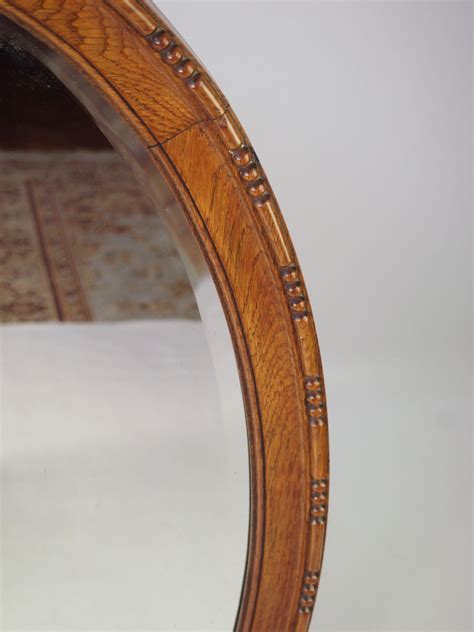 Large Edwardian Oak Framed Oval Mirror