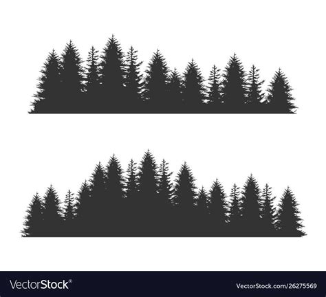 Forest Fir Trees Silhouettes Coniferous Spruce Vector Image On