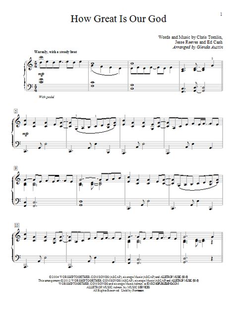 You now have a list of things to work on that will make a real difference in your ability. How Great Is Our God | Sheet Music Direct