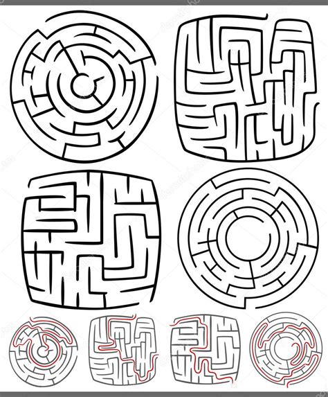 Labyrinthes Ou Diagrammes De Labyrinthes Ensemble Image Vectorielle Par