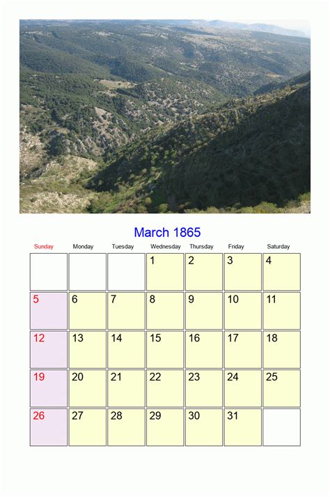 March 1865 Roman Catholic Saints Calendar