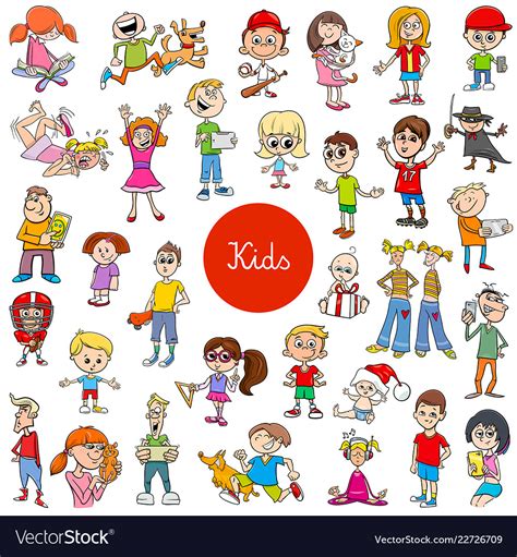 Cartoon Children Characters Large Collection Vector Image