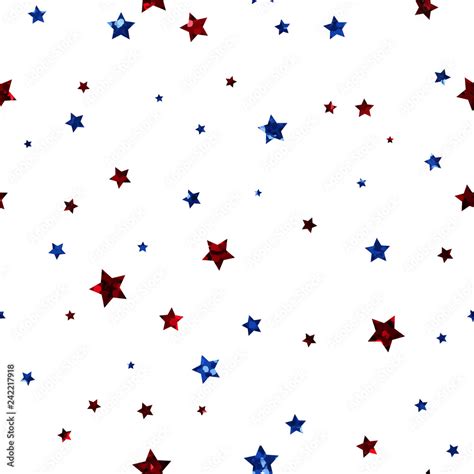 Red And Blue Stars Seamless Pattern Scattered Red And Blue Glitter