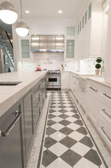 Checkered Floors In A Contemporary Kitchen Add Charm Surrounded By