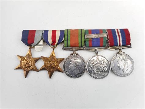 Canadian Wwii Medals With Ribbons On Bar