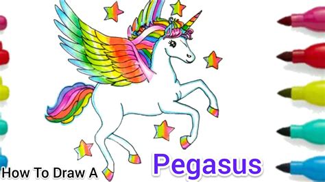 How To Draw A Peagus Flying Unicorn Step By Step Cartooning Cute
