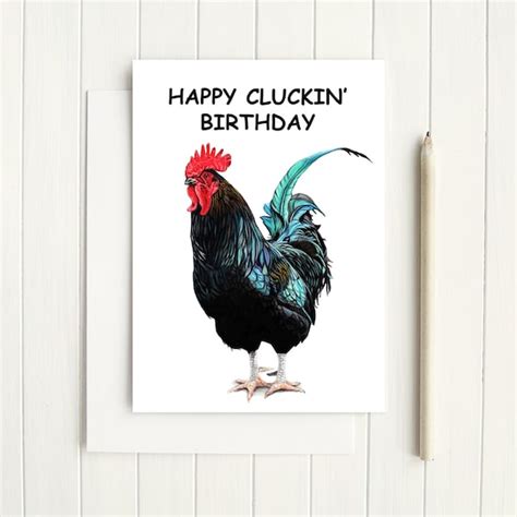 Funny Birthday Card Rooster Etsy Uk