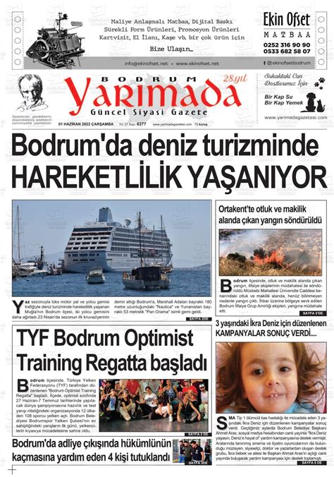 01 Haziran 2022 tarihli Bodrum Yarimada Gazete Manşetleri