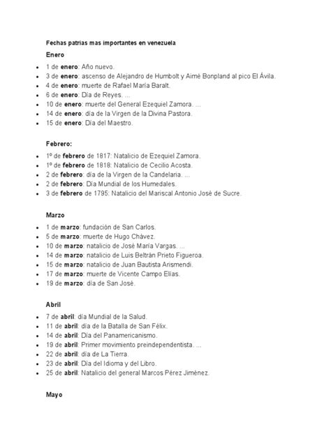 fechas patrias mas importantes en venezuela pdf venezuela américa del sur