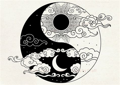 Sun And Moon Yin Yang Silkscreen Stencil Reusableself Etsy Yin Yang