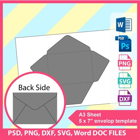 Envelope Template For 5x7 Microsoft Word Doc Psd Png Etsy
