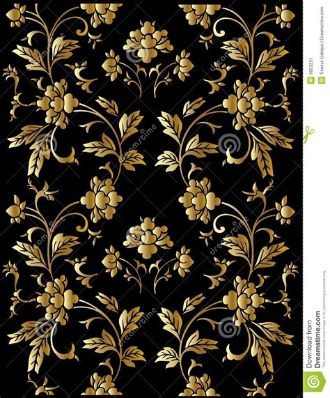 Golden roses on dark blue, seamless floral pattern, elegant ornamental background for wedding invitation card or. Golden Floral Pattern Stock Image - Image: 9863231