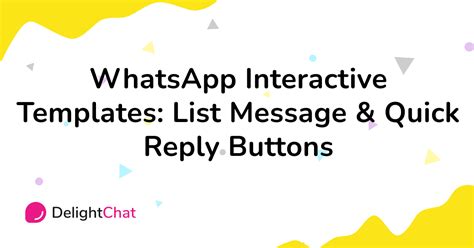 Whatsapp Interactive Templates List Message And Quick Reply Buttons