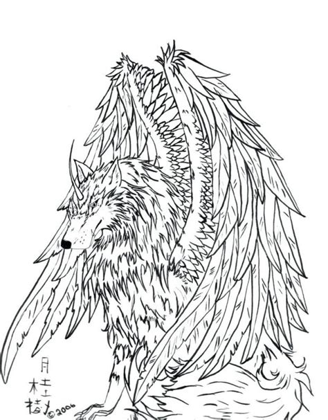 Winged Wolf Coloring Pages At Getdrawings Free Download