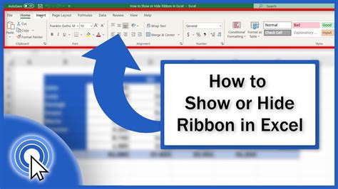 How To Show Or Hide The Ribbon In Excel Quick And Easy YouTube