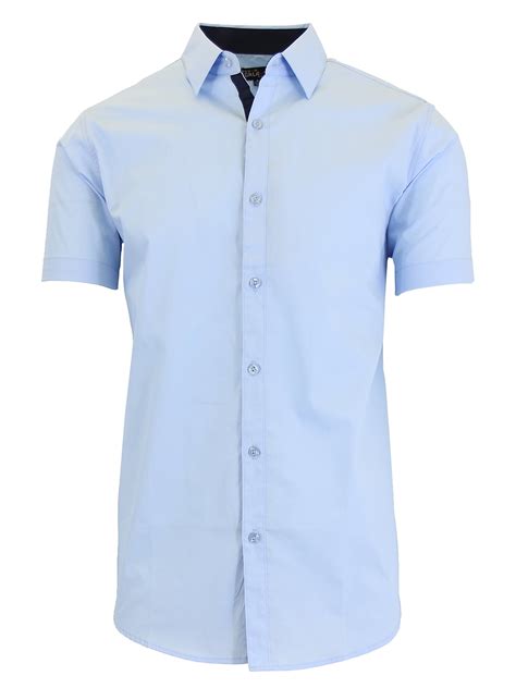 Men S Short Sleeve Slim Fit Solid Dress Shirts Walmart Com