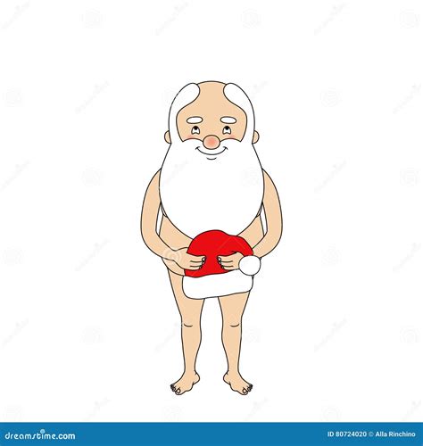 Naked Santa Woman Silhouette Holding Her Lingerie In Her Hands Vector Illustration