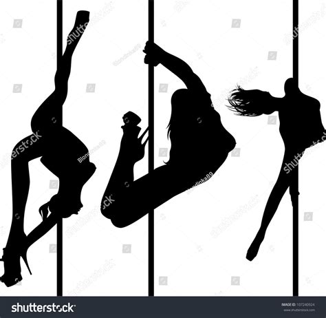 Set Black Silhouettes Dancing Girls Striptease Stock Vector Royalty Free 107240924