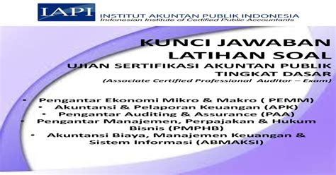 Kunci Jawaban Pengantar Auditing Dan Asurans Tingkat Dasar Acpa - Pusat