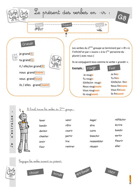 Avec le site de conjugaison de lalanguefrancaise.com, le verbe grandir ne fera plus l'objet de doutes et n'aura plus de secrets pour. Le présent des verbes en -ir