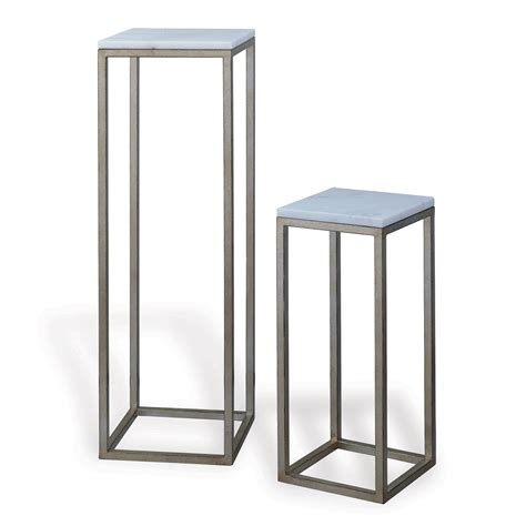 Port 68 Drake Silver And White Marble Pedestal Tables In 2022 Marble