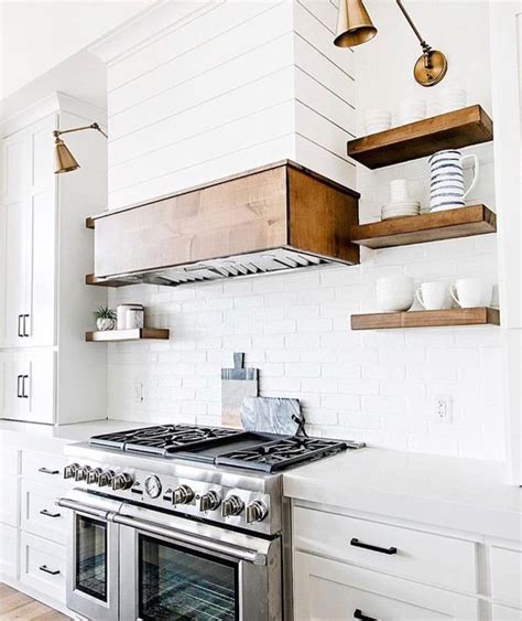 All White With Wood Accents Modern Farmhouse Kitchens Rustic