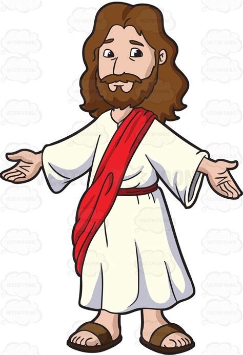 Jesus Christ Opening His Arms To Welcome Everyone Cartoon Image Of