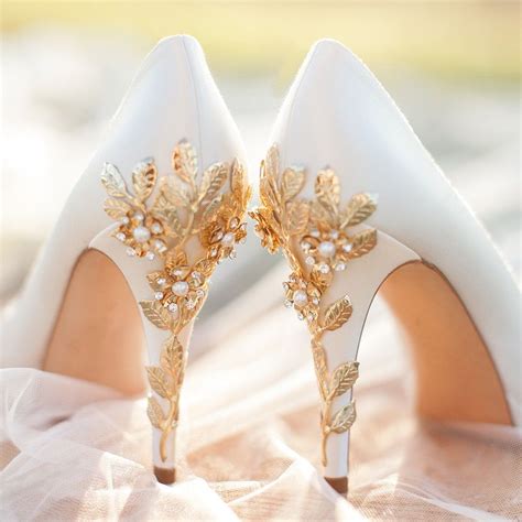 White And Gold Wedding Heels