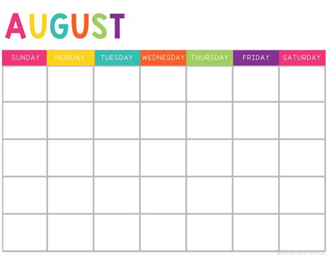 Blank Calendar Printable Monthly Blank Calendar Horizontal Etsy
