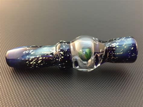Floating Earth Glass Pipe Hand Blown Cobalt Galaxy Chillum
