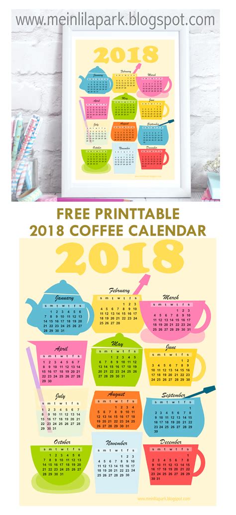 Free Printable 2018 Kitchen Calendar Kalender Freebie Planner