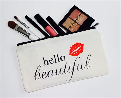 hello beautiful make up bag personalized cosmetic bag bridesmaid t cosmetic pouch custom