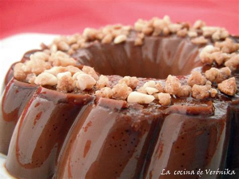 Flan De Chocolate Nueces Y Almendra Crocanti Receta Petitchef