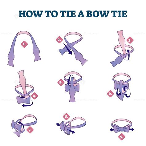 Free How To Tie A Bow Tie Explanation Steps Illustrated Scheme