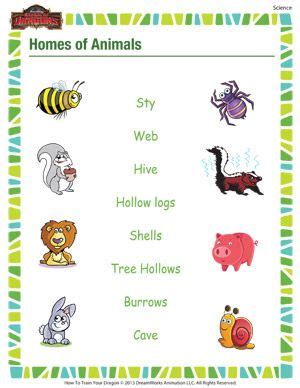preschool animal homes - Google Search | Science worksheets, Free
