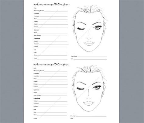 Makeup Consultation Form Makeover Form Makeup Artist Etsy Makeup