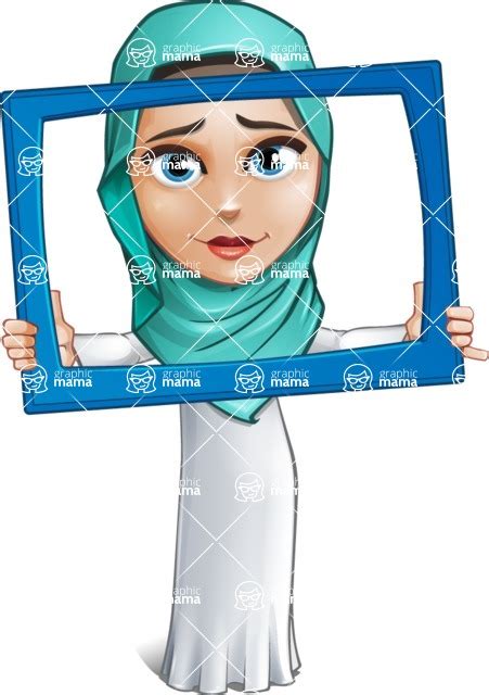 Cute Muslim Girl Cartoon Vector Character Aka Aida The Graceful Frame