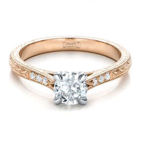 Custom Rose Gold And White Gold Diamond Engagement Ring