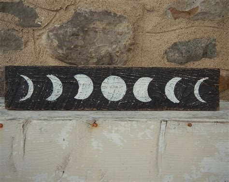 Moon Phases Hand Painted Barnwood Sign Etsy