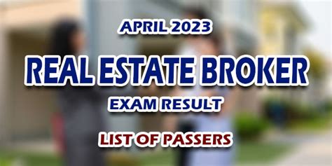 Real Estate Broker Exam Result April 2023 List Of Passers