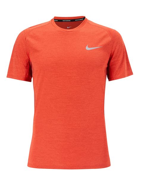 Nike Miler Short Sleeve Running Top Dune Red Running Tops Mens Tops
