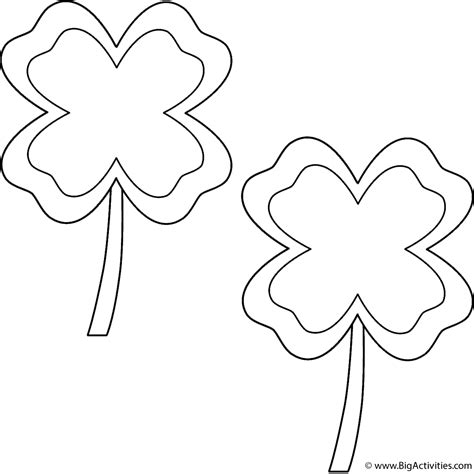 Four Leaf Clovers With Border 2 Clovers Coloring Page St Patrick