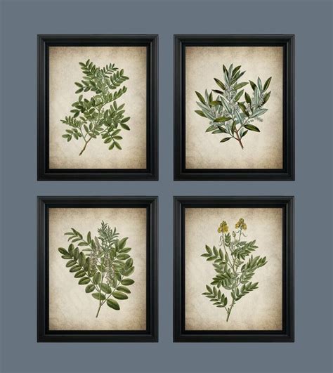 Vintage Green Leaf Print Botanical Wall Art Plant Decor Etsy