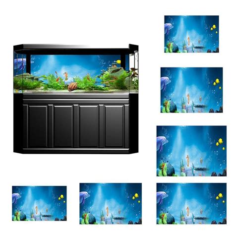 3d Aquarium Background Fish Tank Backdrop Static Cling Wallpaper