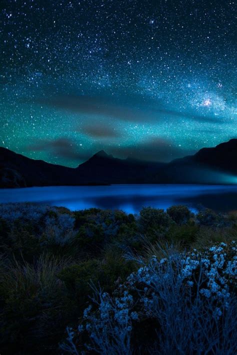 1k Beauty Sky Landscape Night Stars Dark Blue Nature